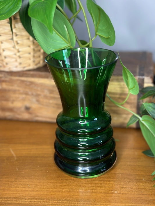 Vintage Dartington Crystal emerald green small vase