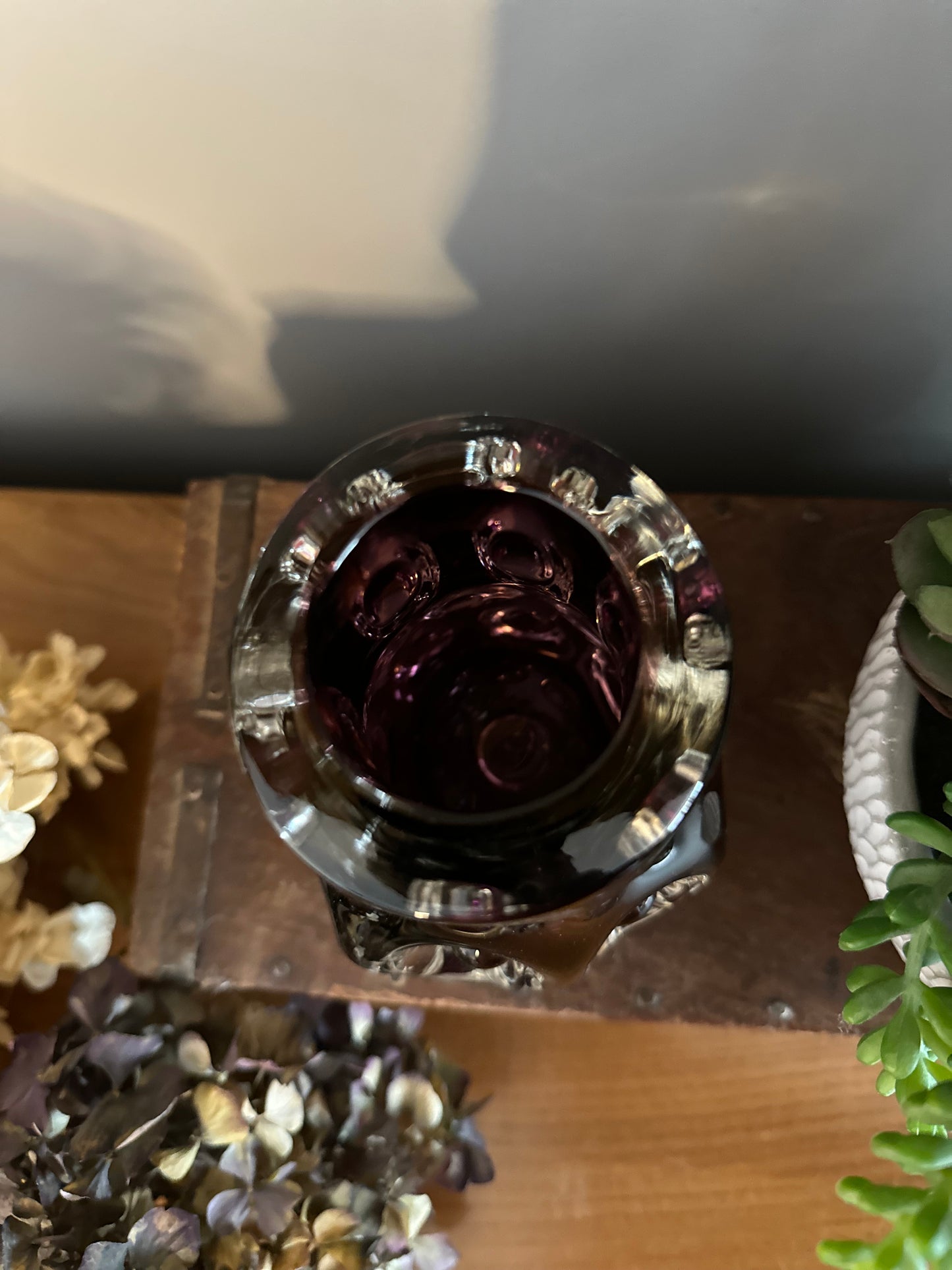 Liskeard Glass Purple knobbly art glass vase