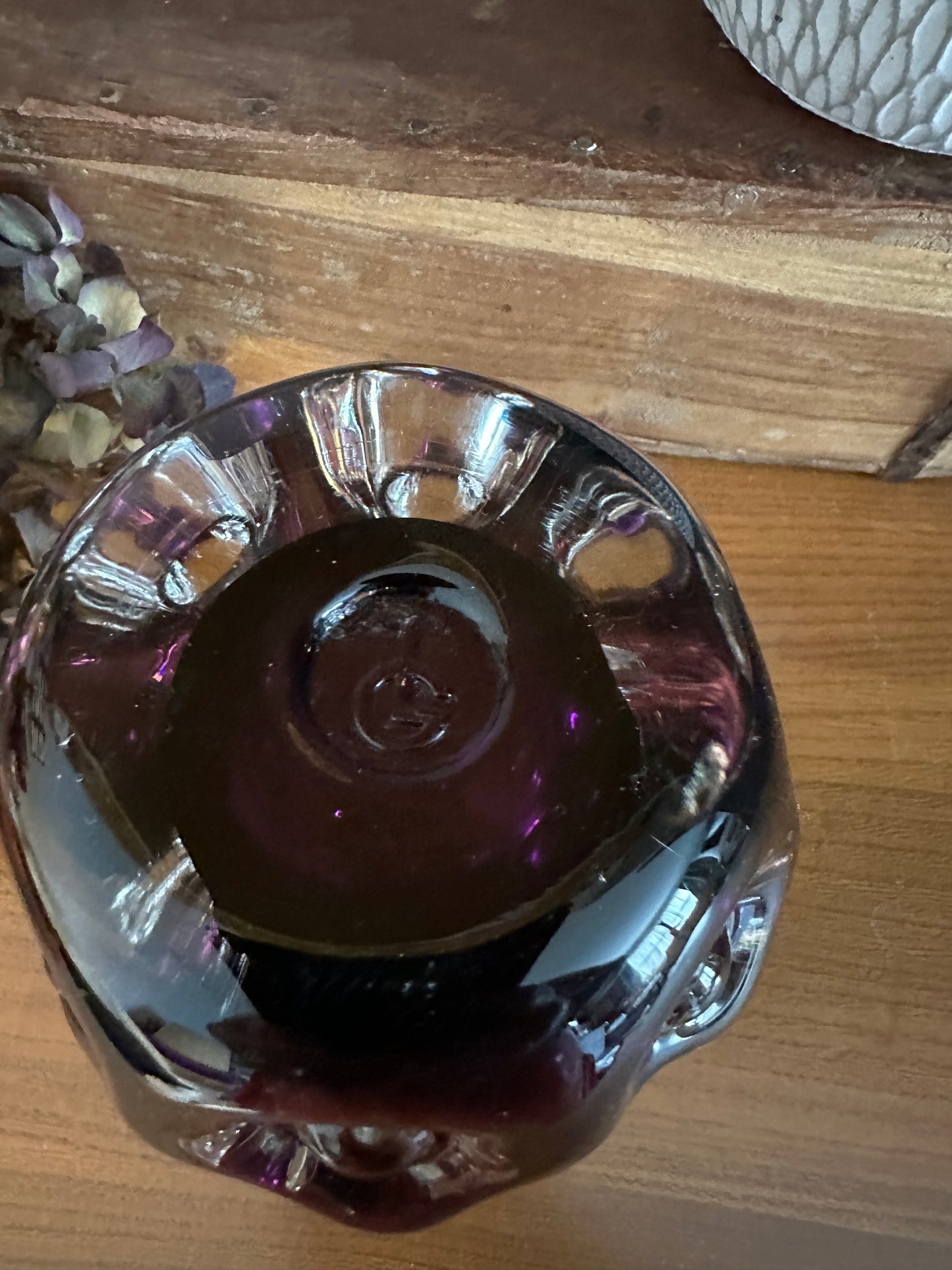 Liskeard Glass Purple knobbly art glass vase