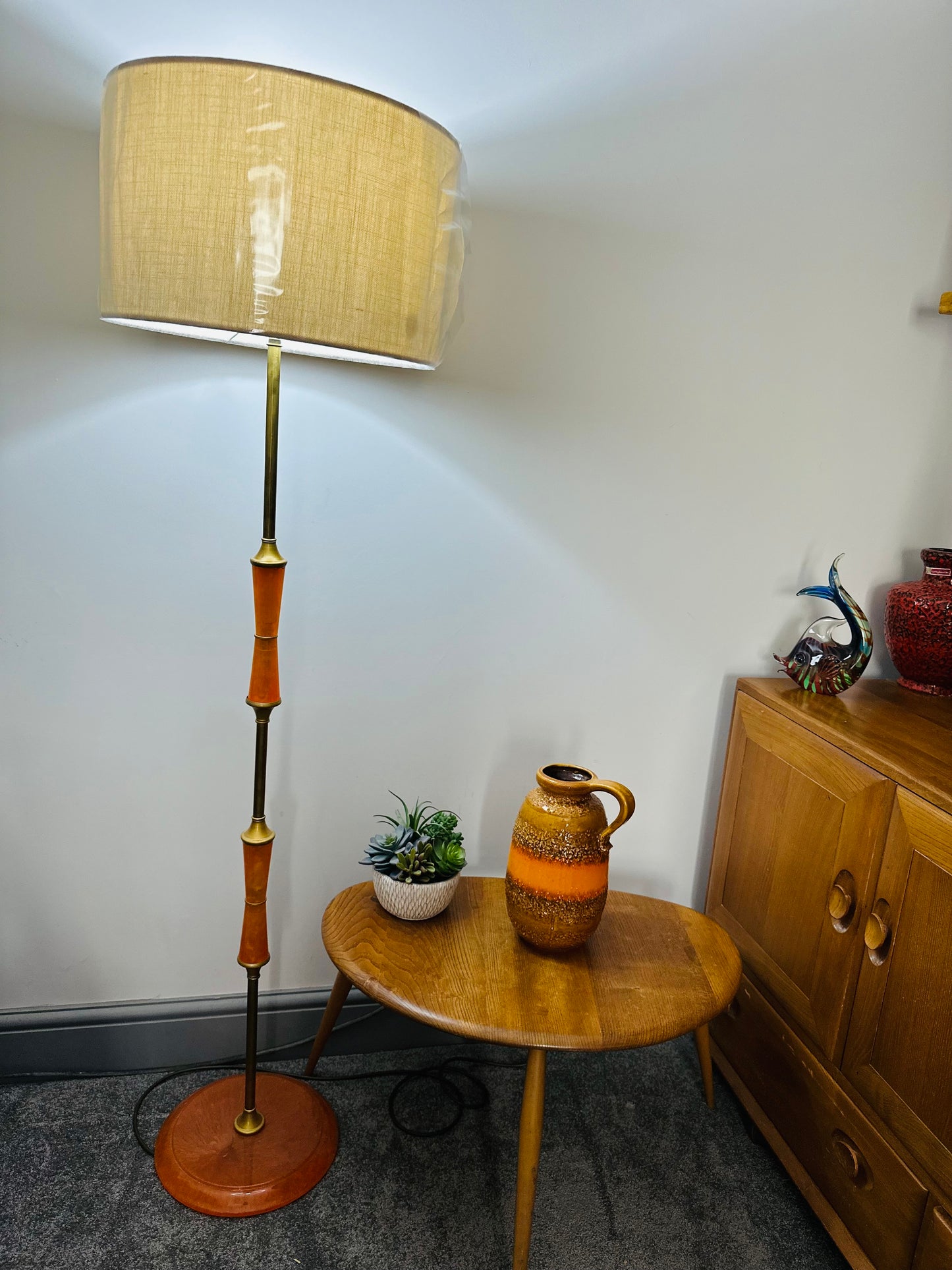 Mid century orange resin standard lamp