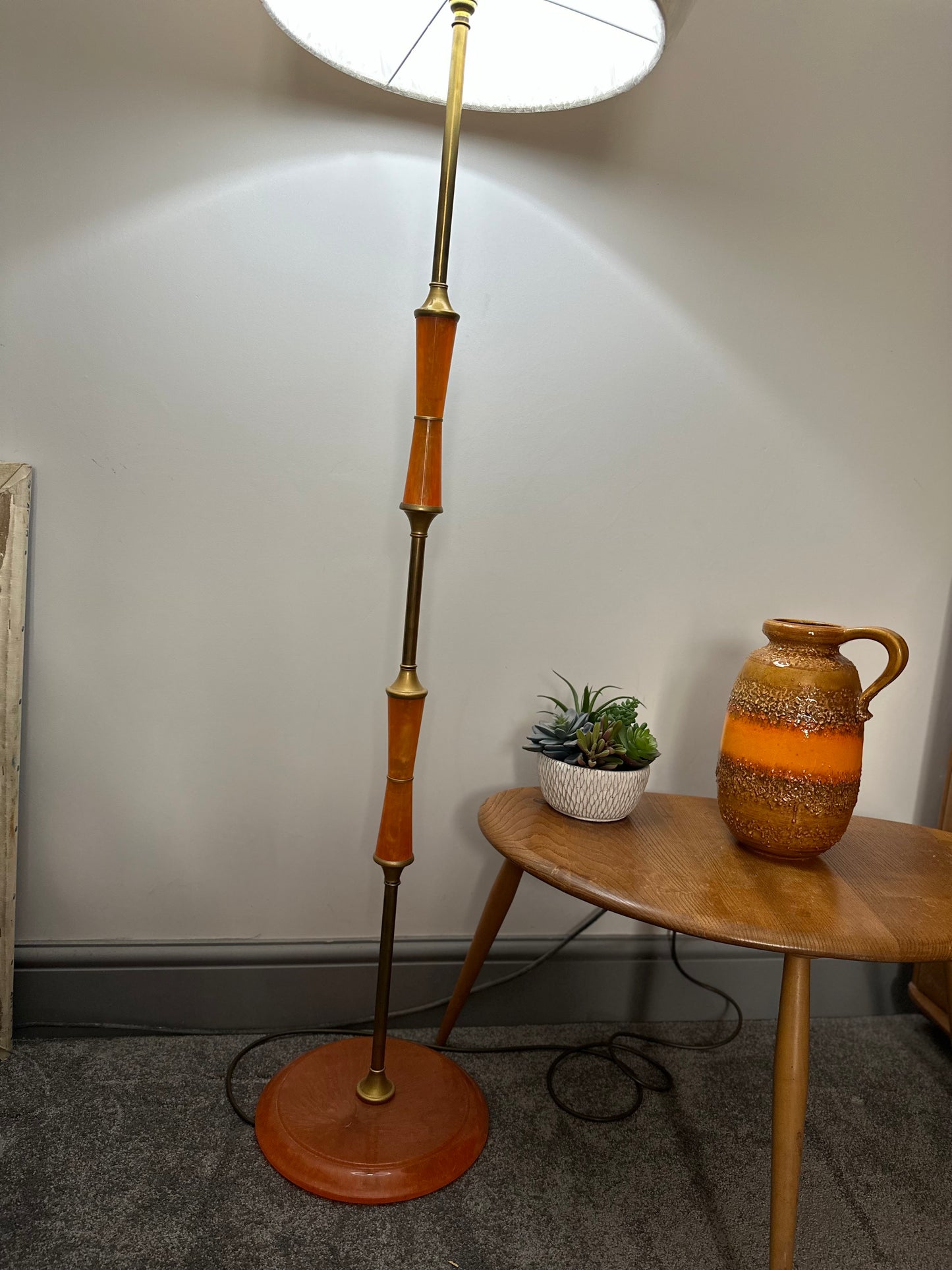 Mid century orange resin standard lamp