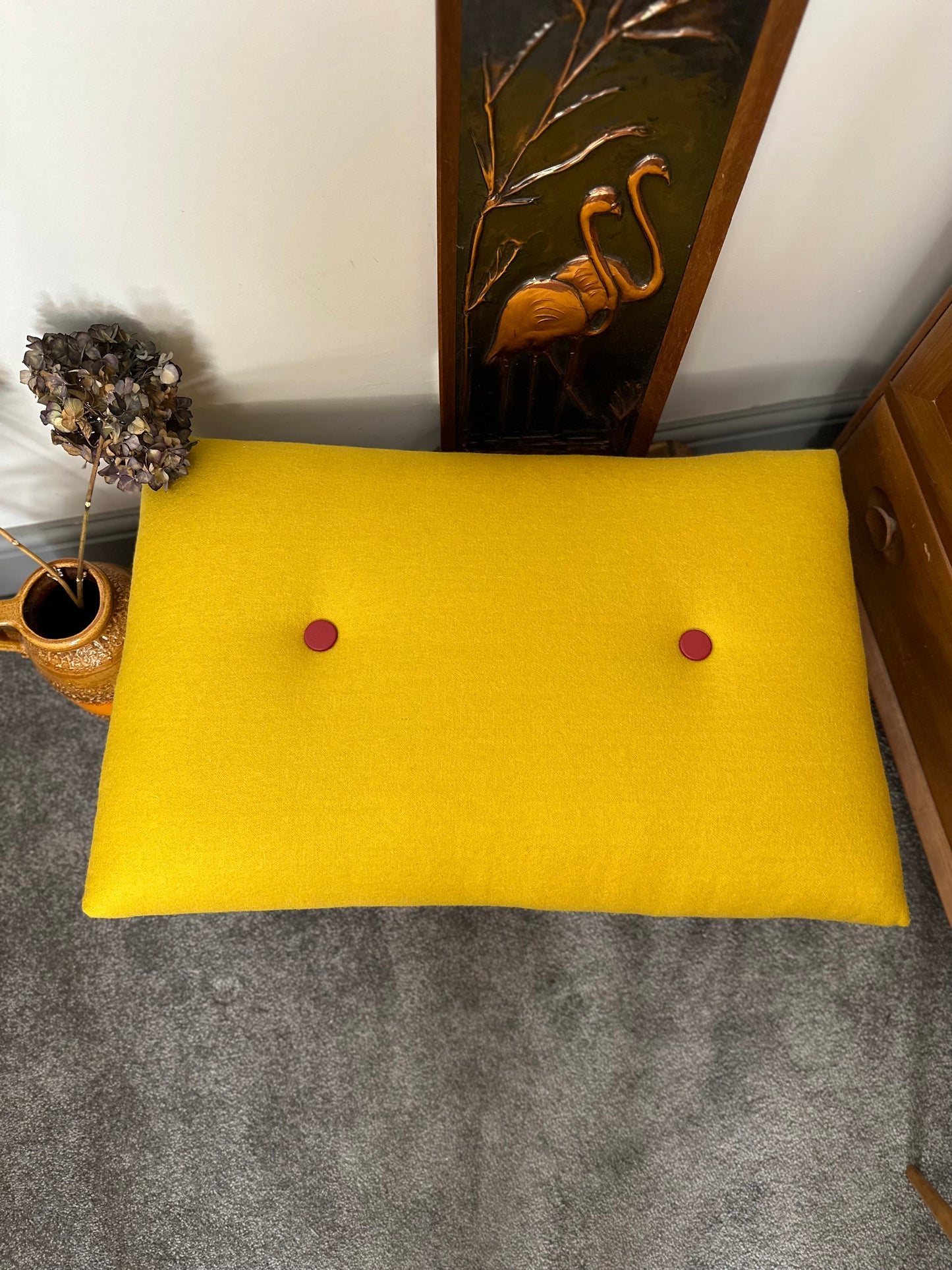Mid-century dansette leg reupholstered stool