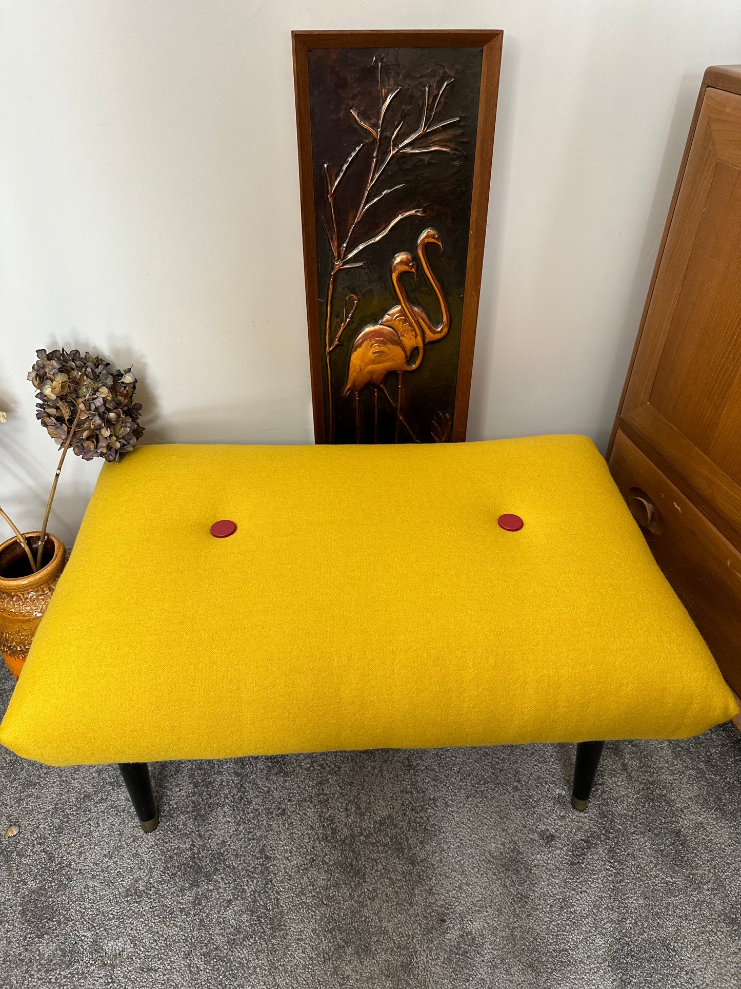 Mid-century dansette leg reupholstered stool