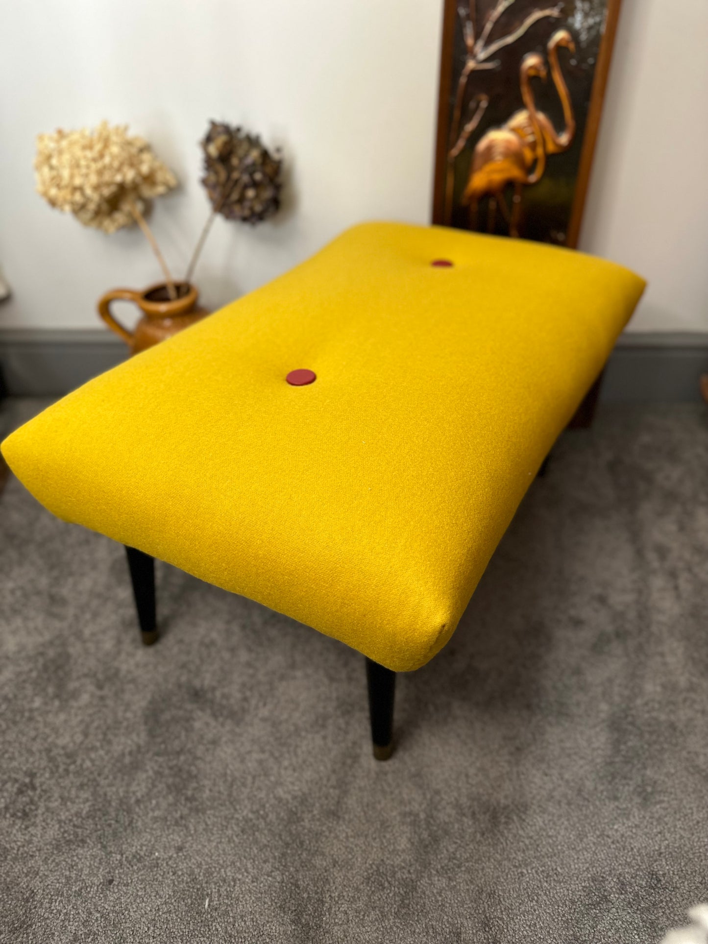 Mid-century dansette leg reupholstered stool