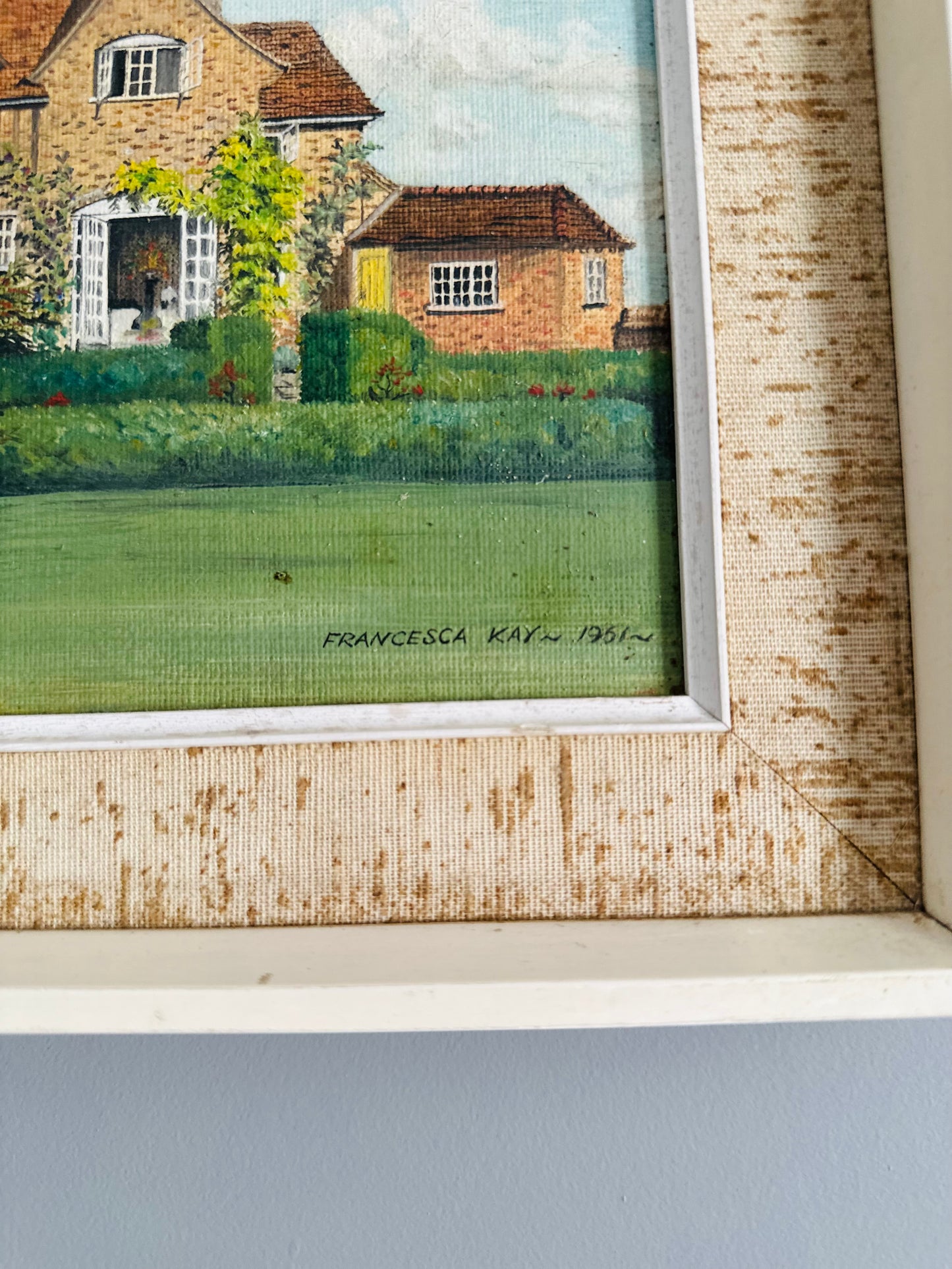 Mid century cottage garden painting