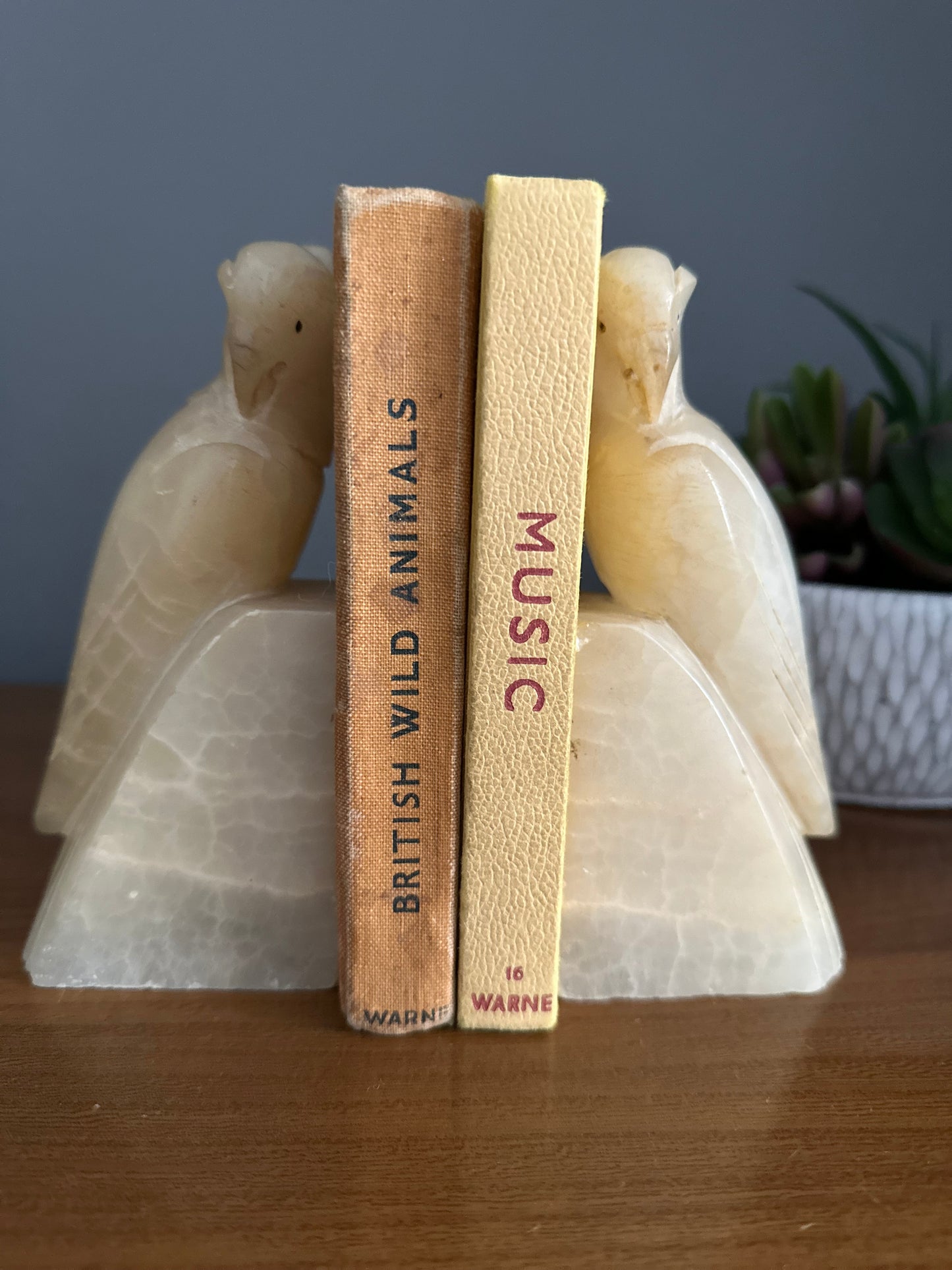 Parakeet alabaster Book Ends