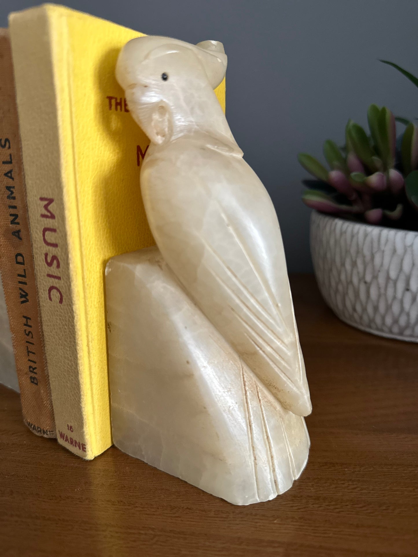 Parakeet alabaster Book Ends