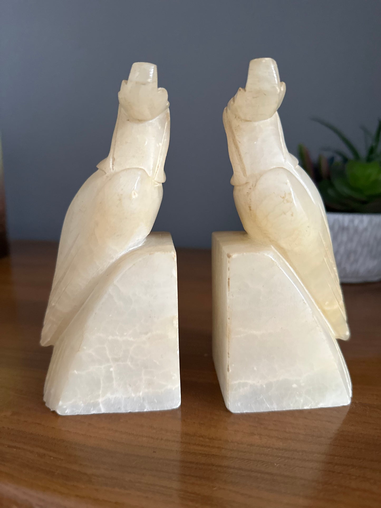 Parakeet alabaster Book Ends