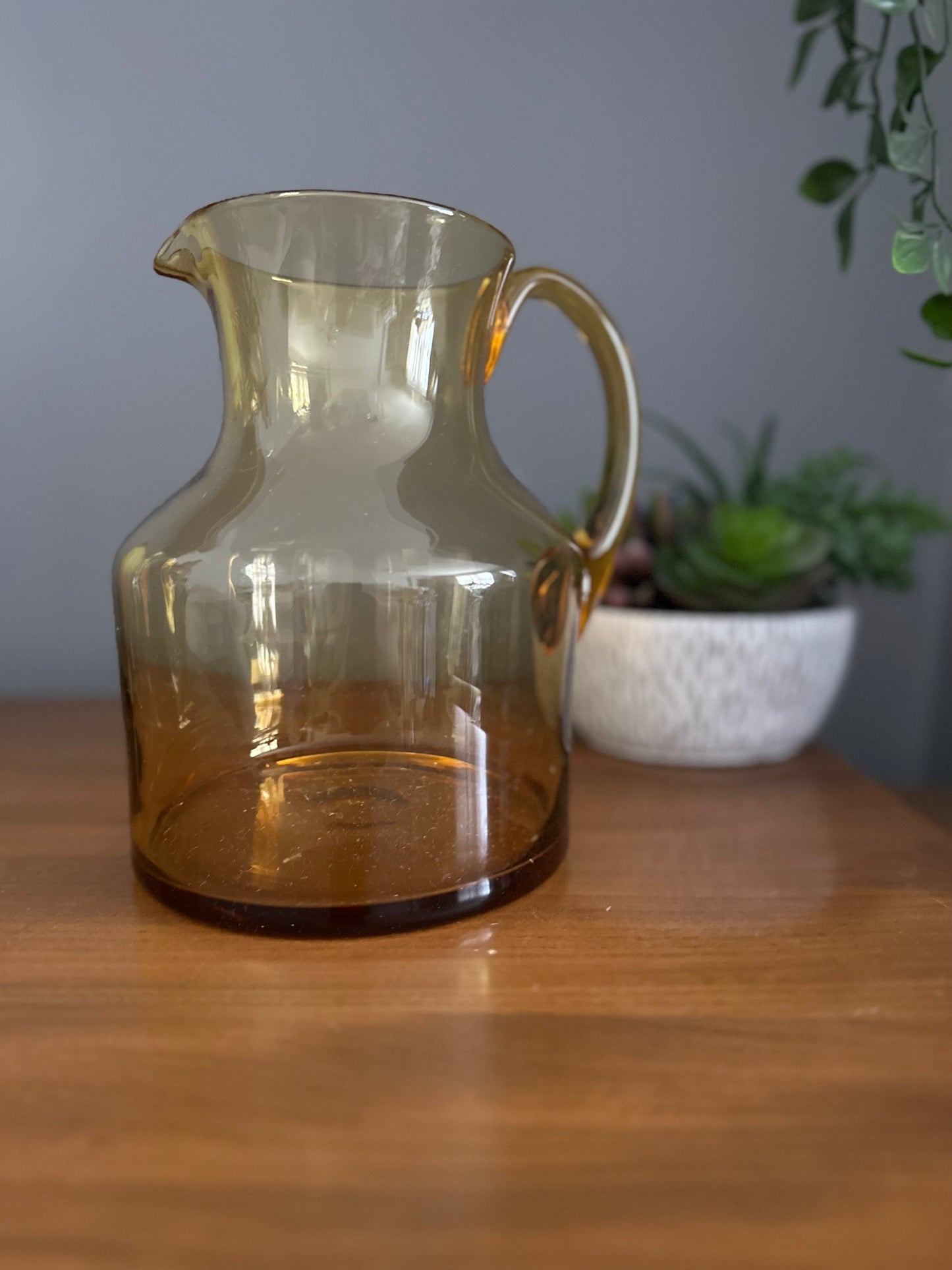 Mid century amber glass Jug