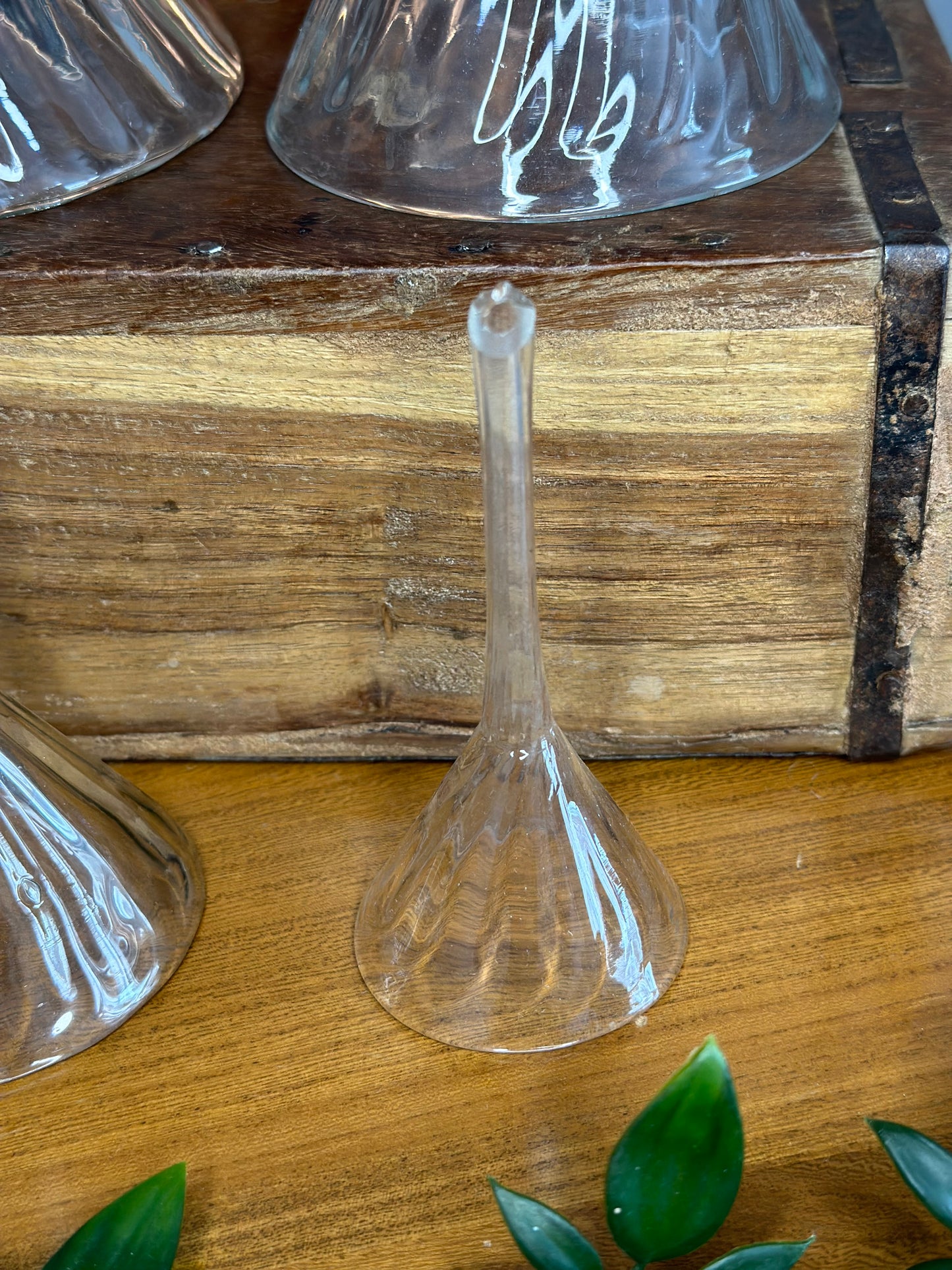 Set of 4 Antique hand blown fluted apothecary funnels