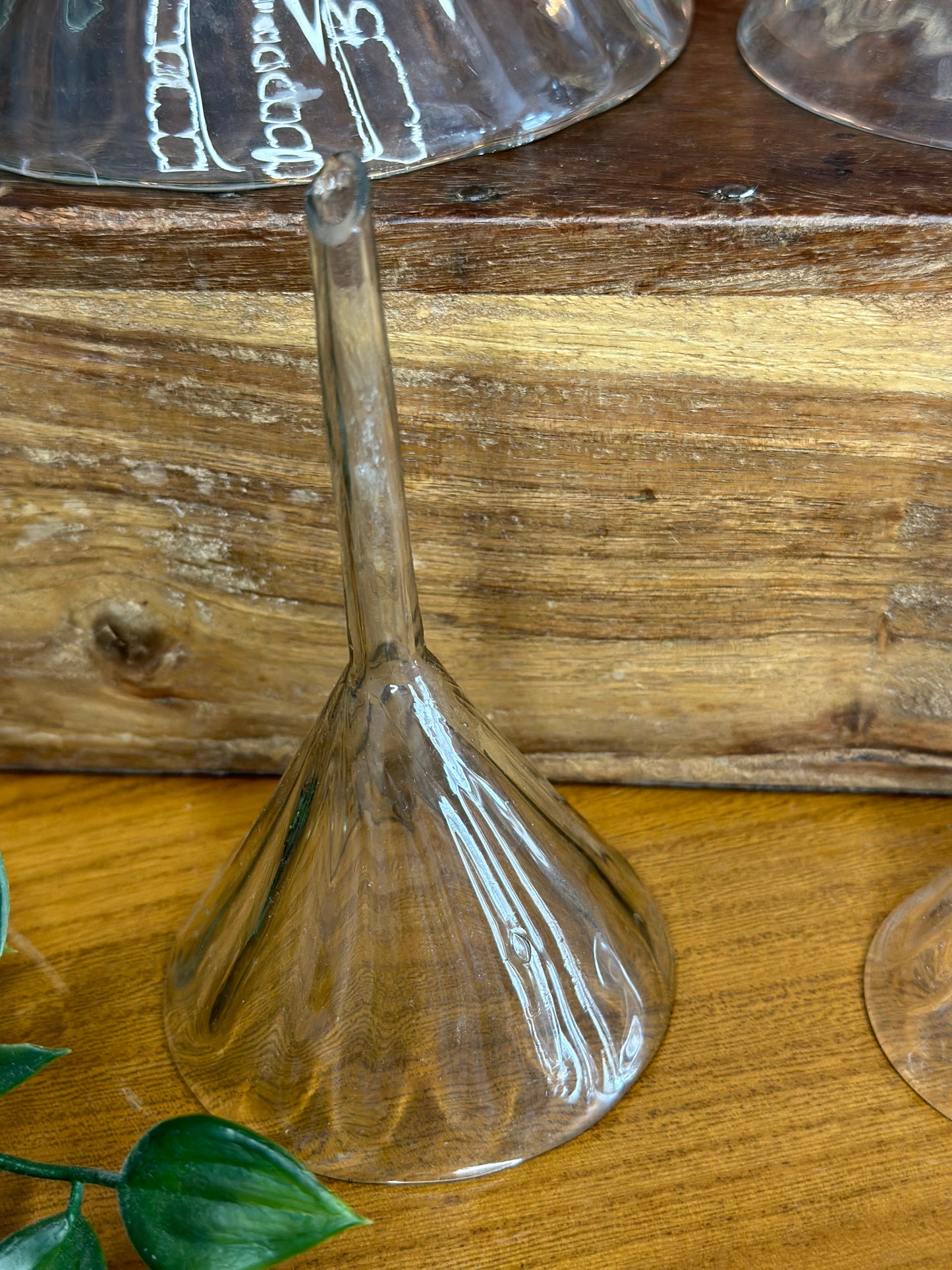 Set of 4 Antique hand blown fluted apothecary funnels