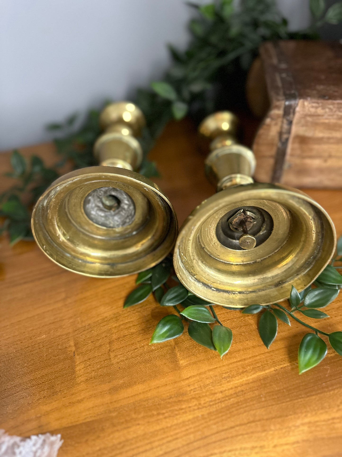 Pair of Antique Victorian Solid Brass candlesticks