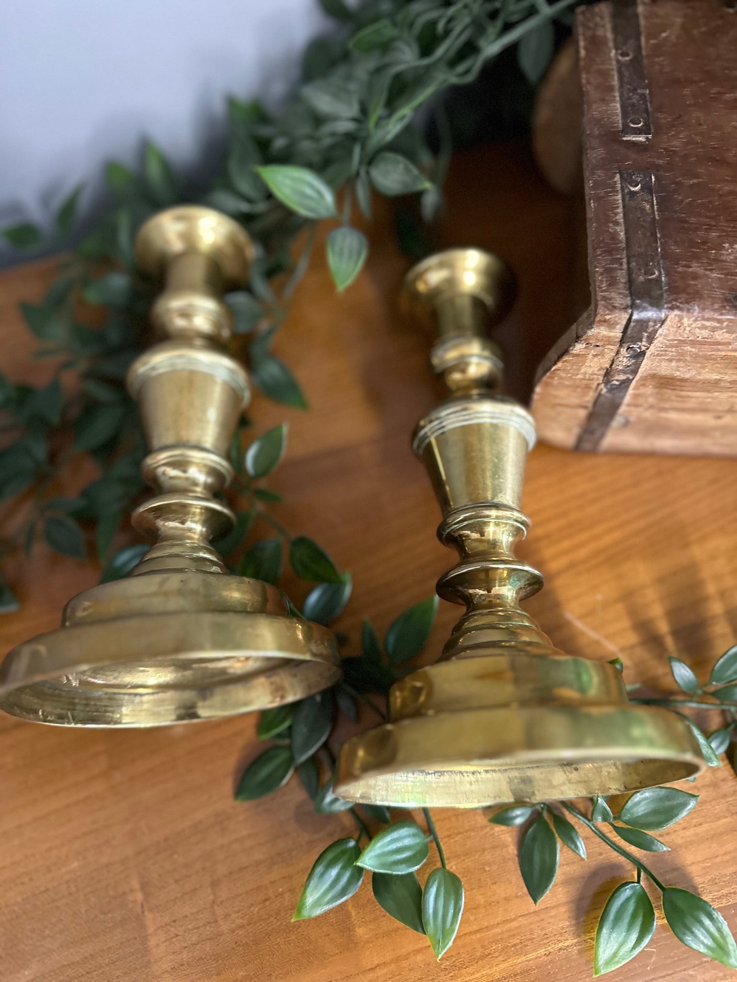 Pair of Antique Victorian Solid Brass candlesticks