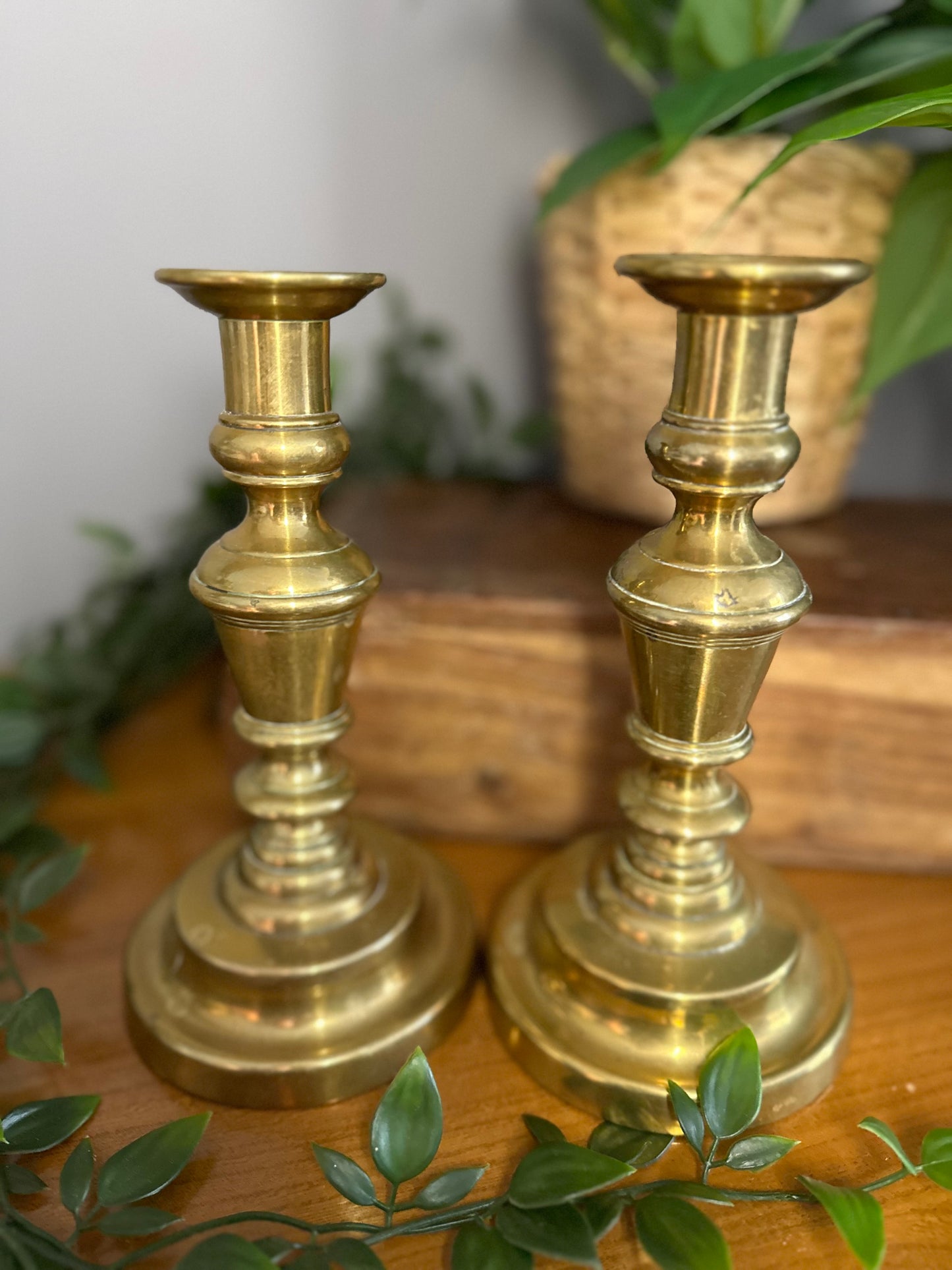 Pair of Antique Victorian Solid Brass candlesticks