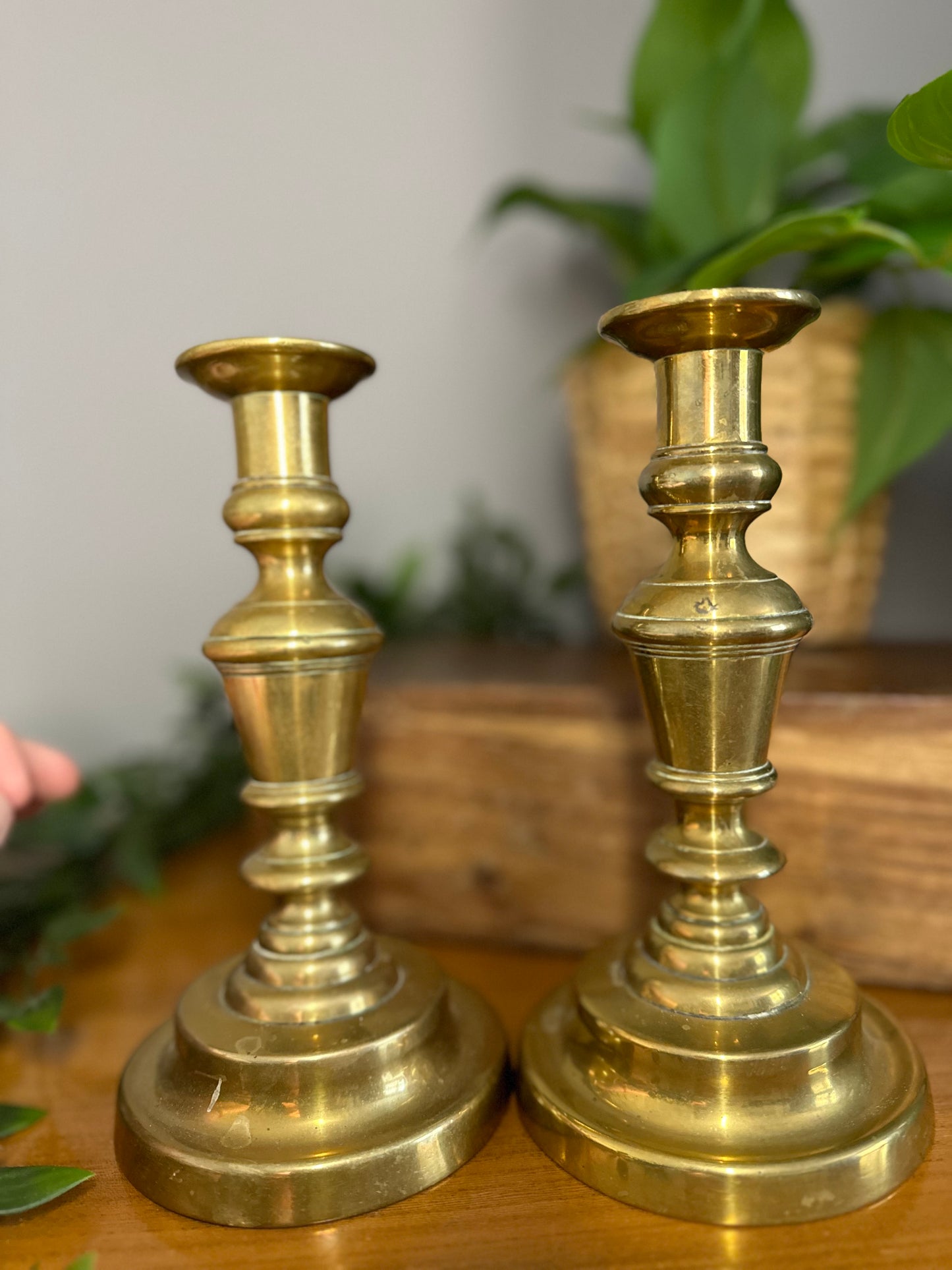 Pair of Antique Victorian Solid Brass candlesticks