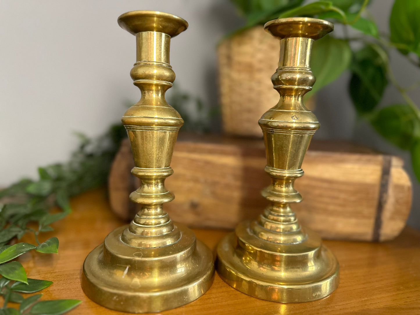 Pair of Antique Victorian Solid Brass candlesticks