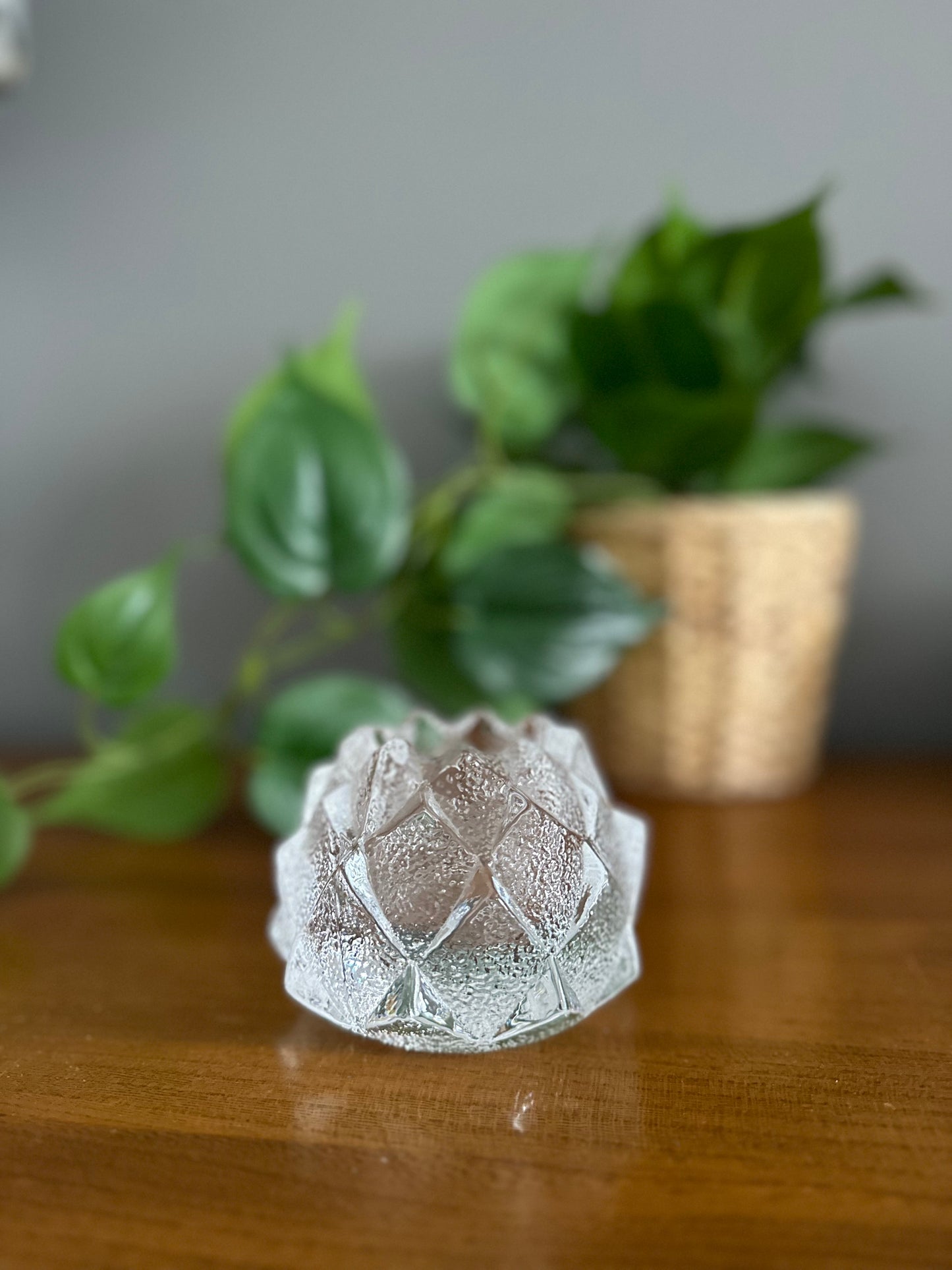 Vintage Orrefors Sweden Nimbus artichoke crystal tea light votive