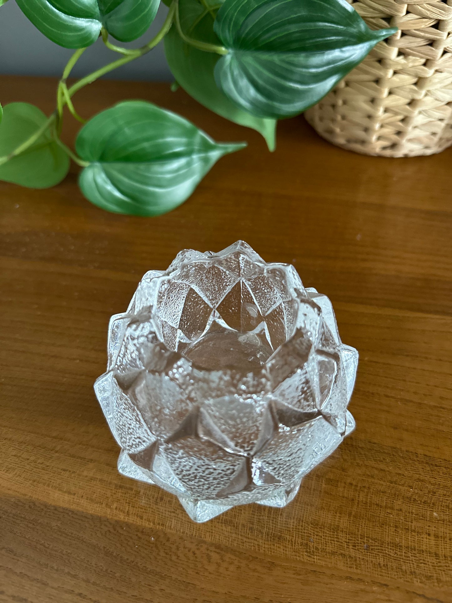 Vintage Orrefors Sweden Nimbus artichoke crystal tea light votive
