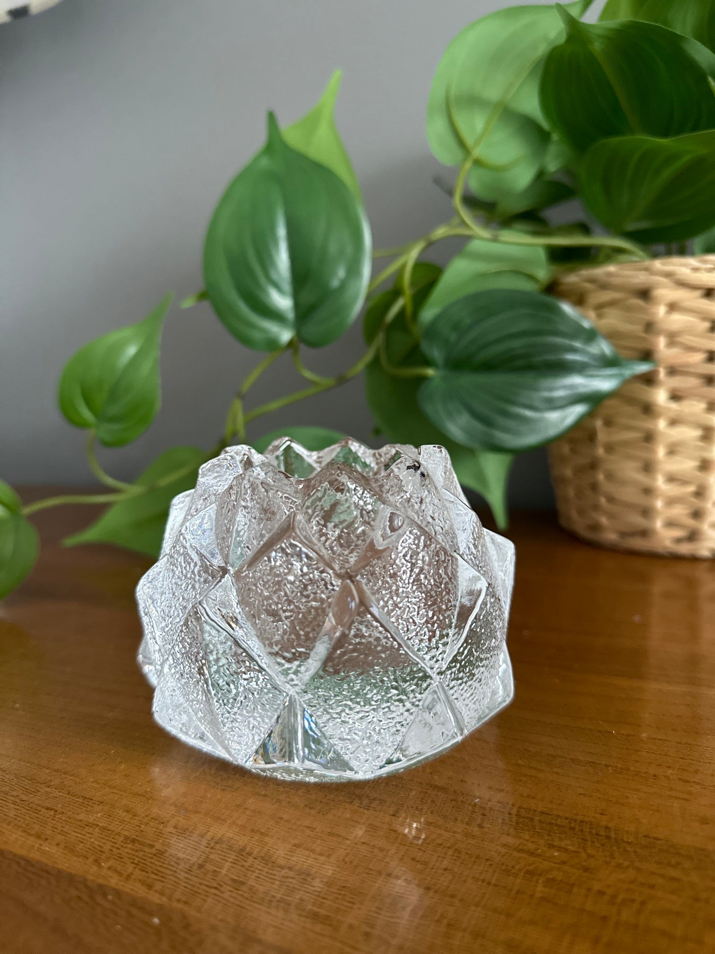 Vintage Orrefors Sweden Nimbus artichoke crystal tea light votive