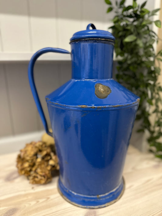 Vintage blue enamel milk churn / jug