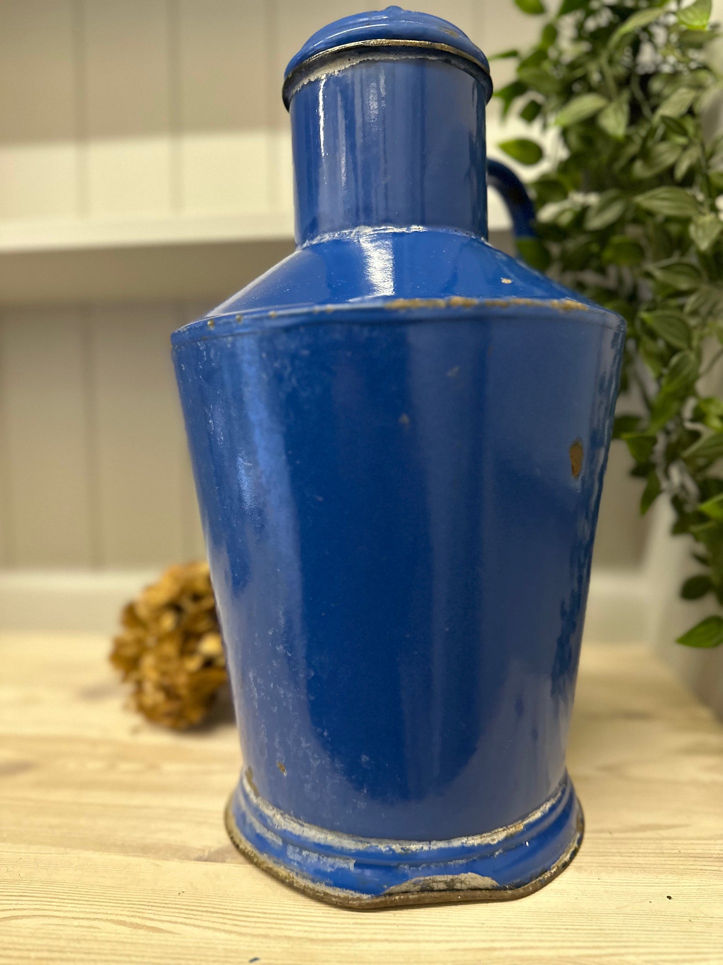 Vintage blue enamel milk churn / jug