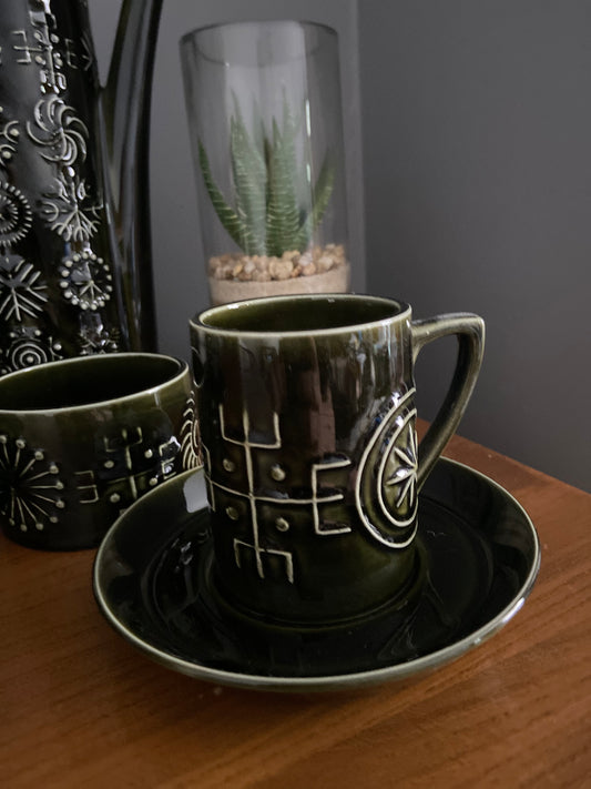 Portmeirion Totem Pole Coffee pot by Susan Williams in olive green