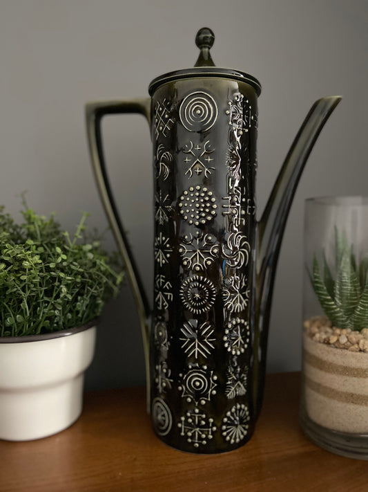 Portmeirion Totem Pole Coffee pot by Susan Williams in olive green