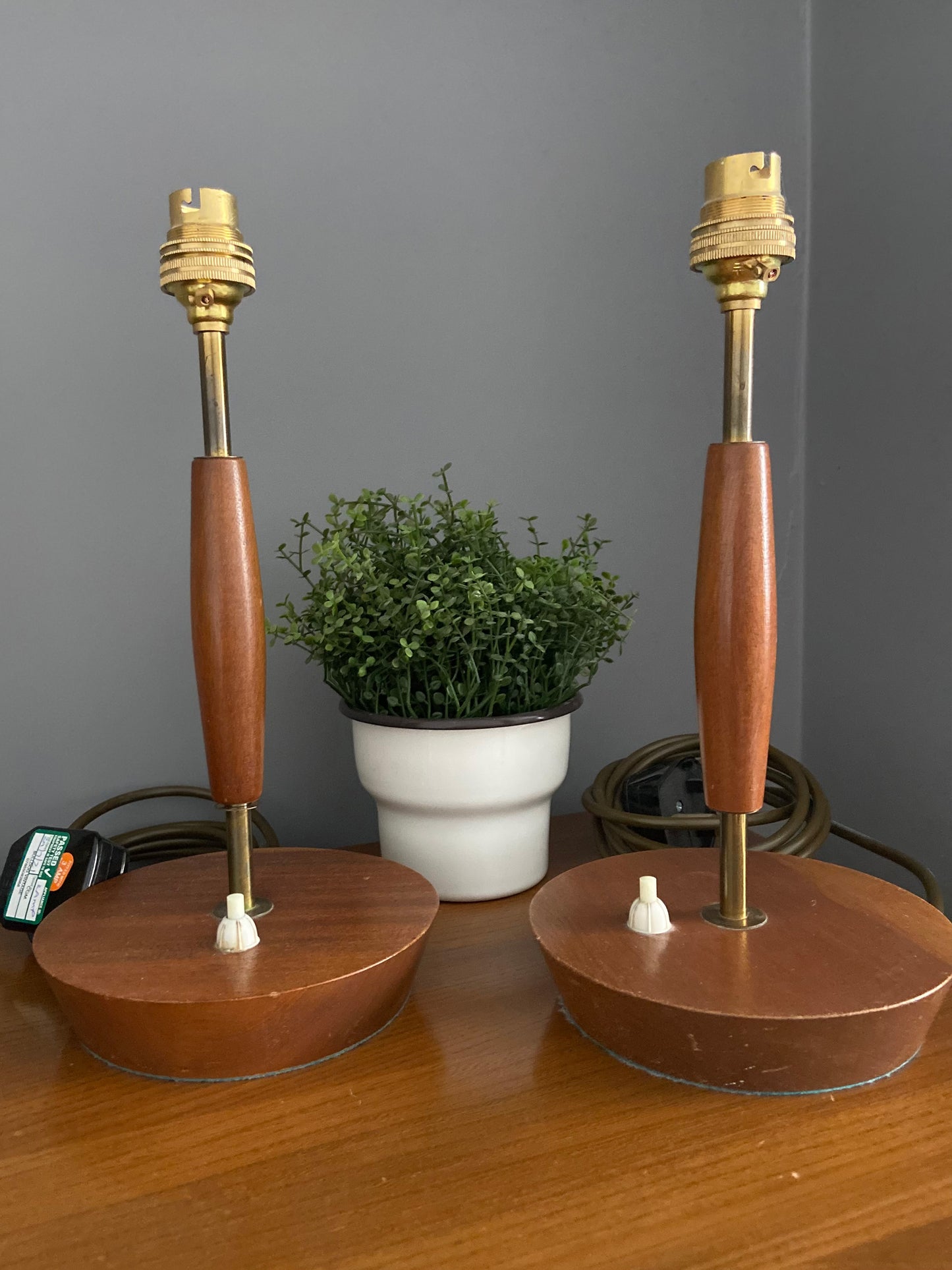 Pair of small Teak Wooden Lamps