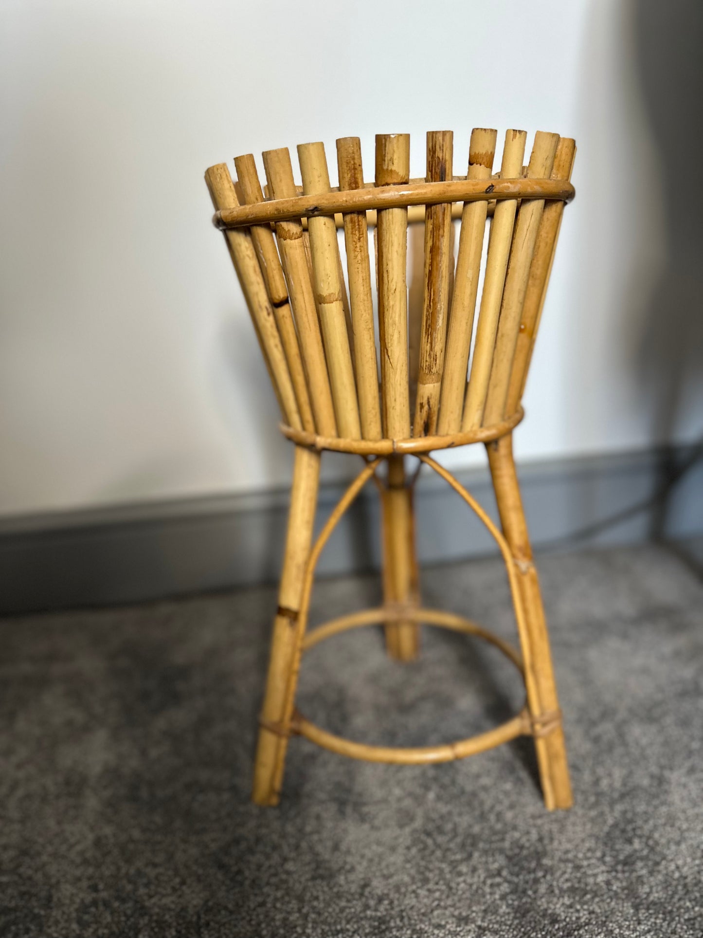 Vintage Mid Century bamboo Cane planter stand
