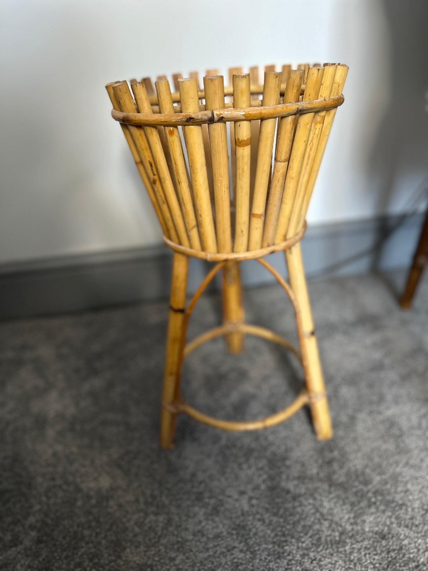 Vintage Mid Century bamboo Cane planter stand