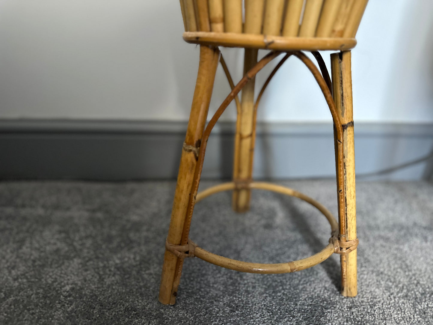 Vintage Mid Century bamboo Cane planter stand