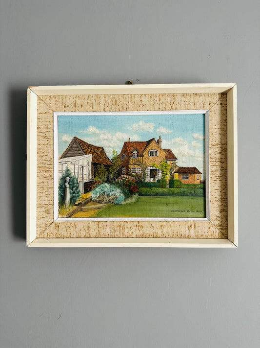 Mid century cottage garden painting