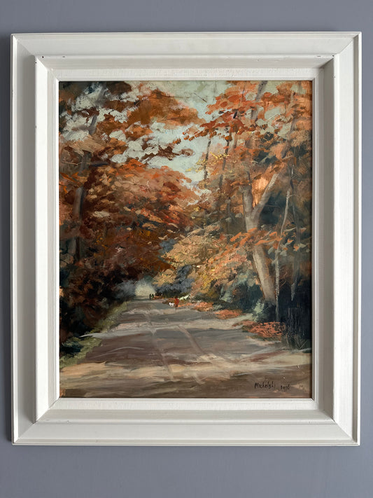 "Reflections" Long Road by Sheelah Michalski Mid century framed painting