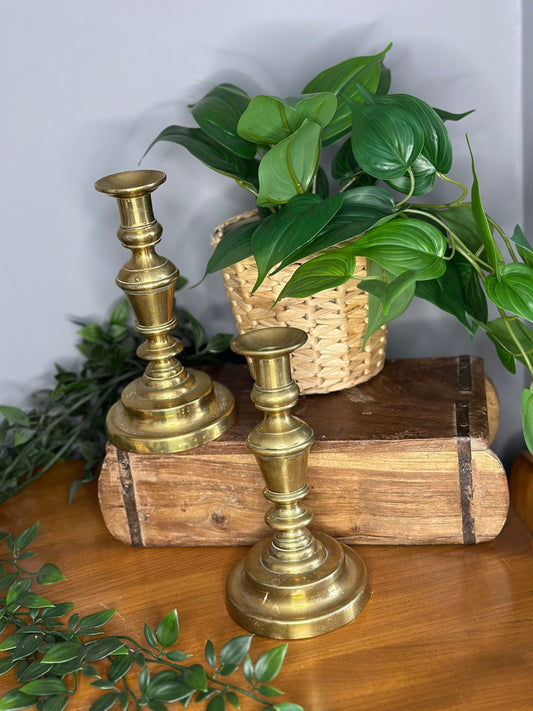 Pair of Antique Victorian Solid Brass candlesticks