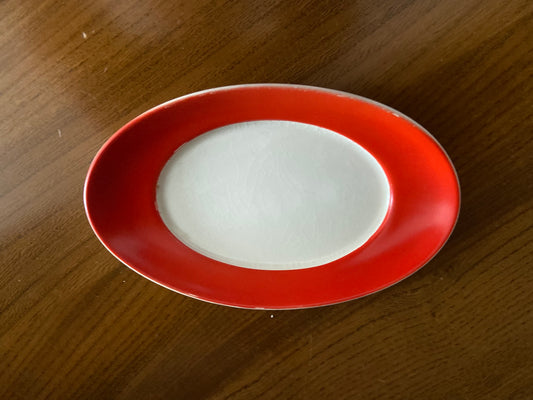 Vintage Carlton ware sauce boat and saucer in red and white